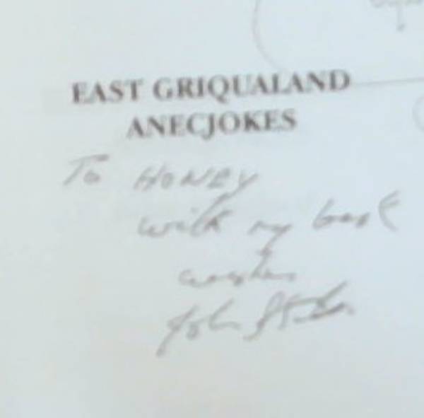 East Griqualand Anecjokes (Signed and Inscribed by the Author John Stanford)