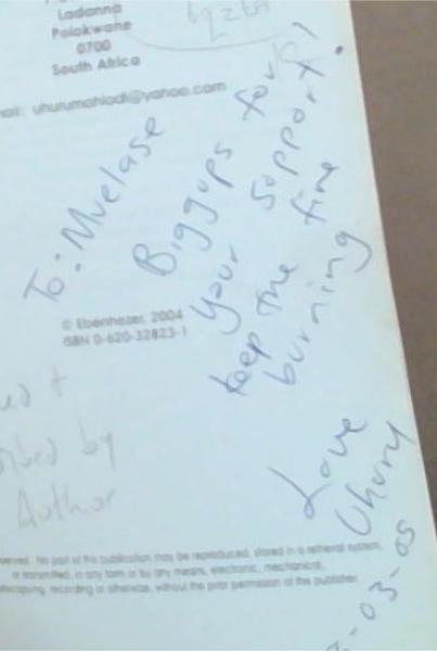 Raisibe: My Analogy Of Freedom (Signed and Warmly inscribed by the Author Uhuru)