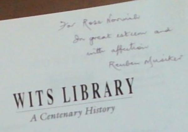 Image for Wits Library: A Centenary History (Signed by Reuben Musiker) Wits Library: A Centenary History (Signed by Reuben Musiker)