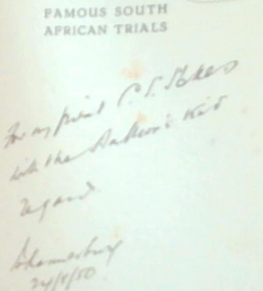 Famous South African Trials (Signed by the Author Napier Devitt)