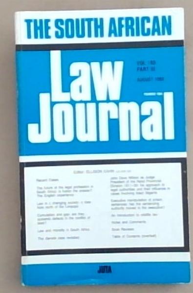 The South African Law Journal, Volume 105 Part 3, Aug. 1988