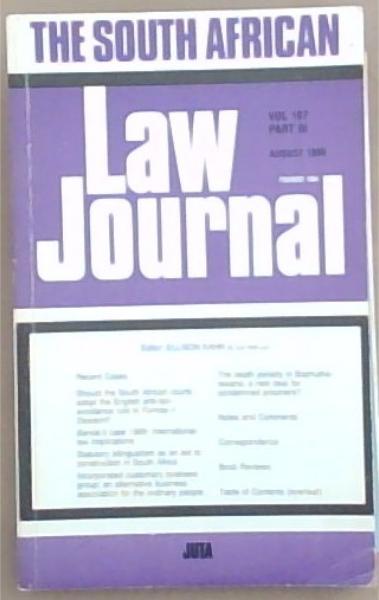 The South African Law Journal, Volume 107 Part 3, Aug. 1990