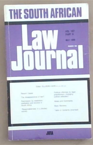 The South African Law Journal, Volume 107 Part 2, May. 1990