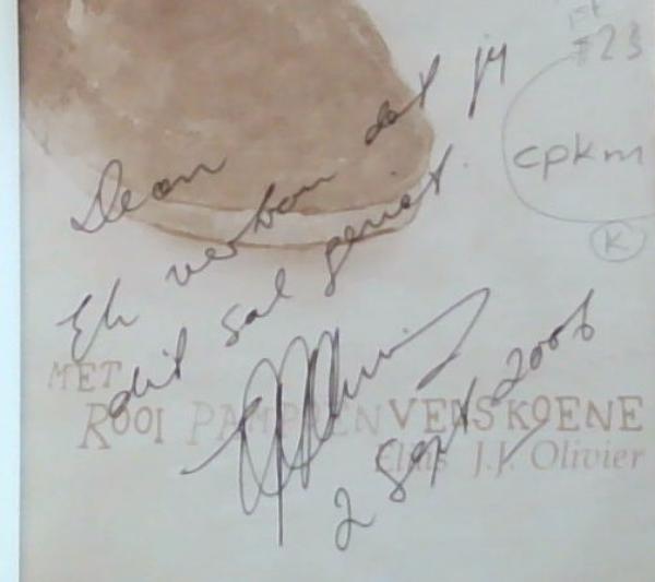 Met Rooi pampoen velskoene [signed]