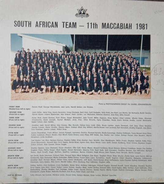 South African Team - 11th Maccabiah 1981